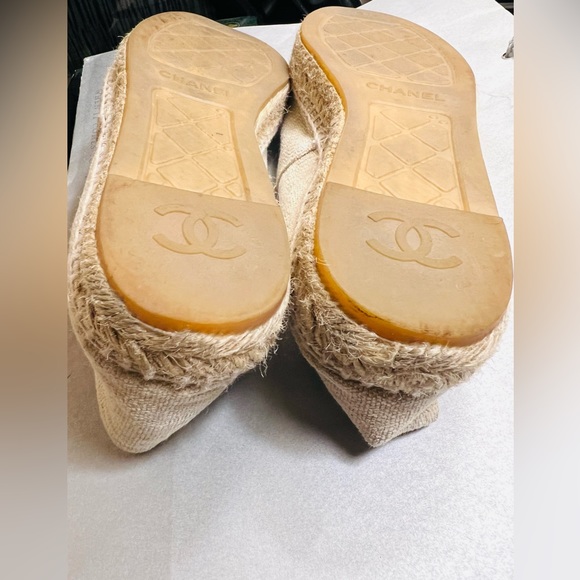 Chanel CC Espadrilles. Size 41. Made in Spain. Neutral and black. - Picture 9 of 13